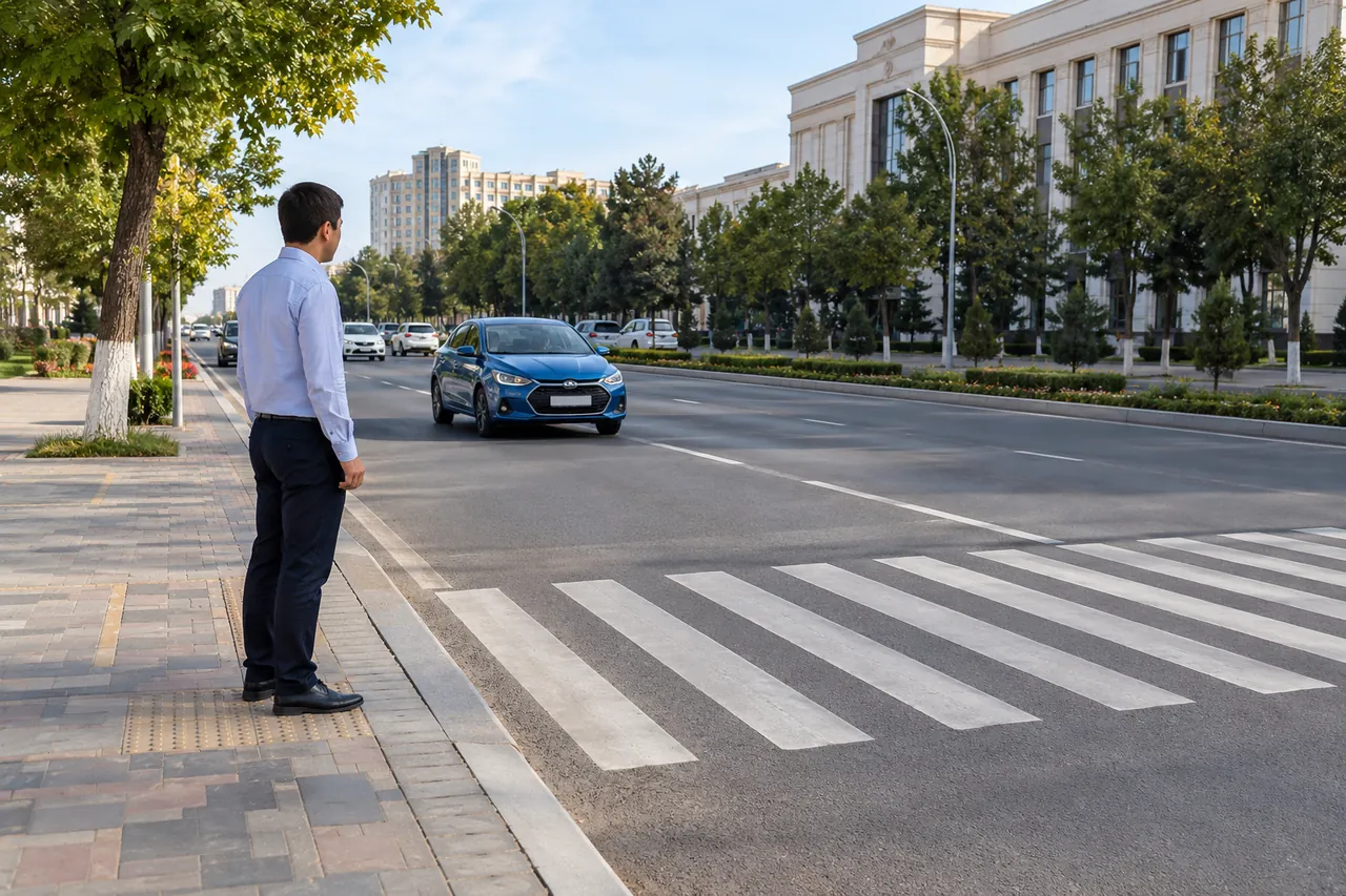 O‘tish joyini toping: Belgilangan joyga boring va transportni kuzating. Rasm o‘tish xavfsizligini kafolatlamaydi.